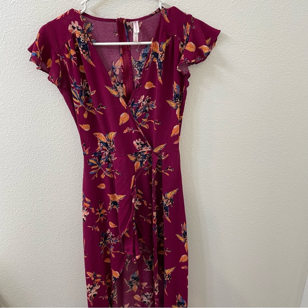 Xhilaration floral maxi dress pink size xs